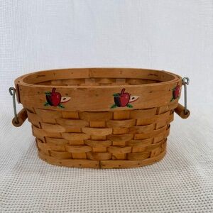 Charming Brown Woven Basket with Apple Design